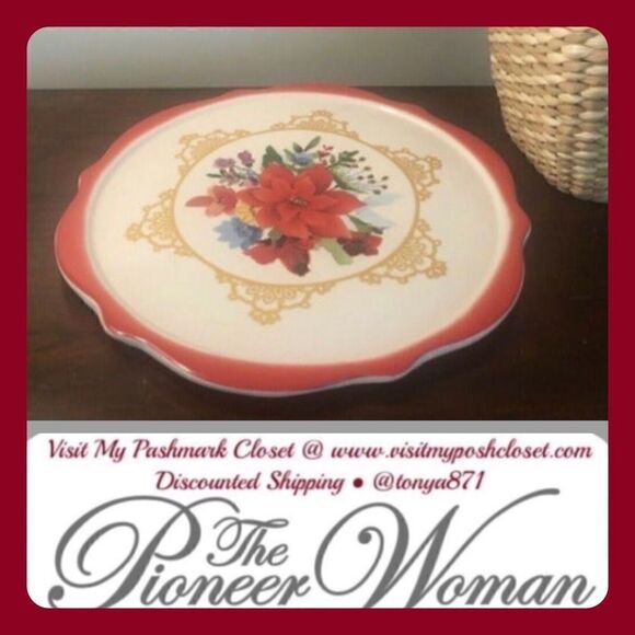 🦋 New PIONEER WOMAN (No Dome) Winter Bouquet 10.4-Inch Cake Plate - Picture 1 of 7